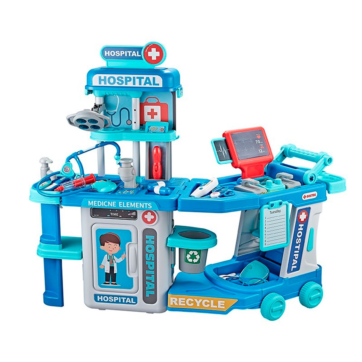 GENERICO - Kit Mesa Doctor + Carro Médico Hospital Juguete