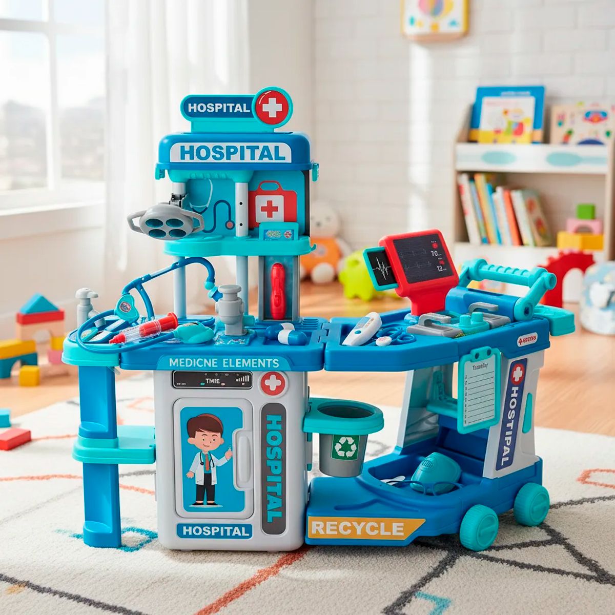 GENERICO - Kit Mesa Doctor + Carro Médico Hospital Juguete