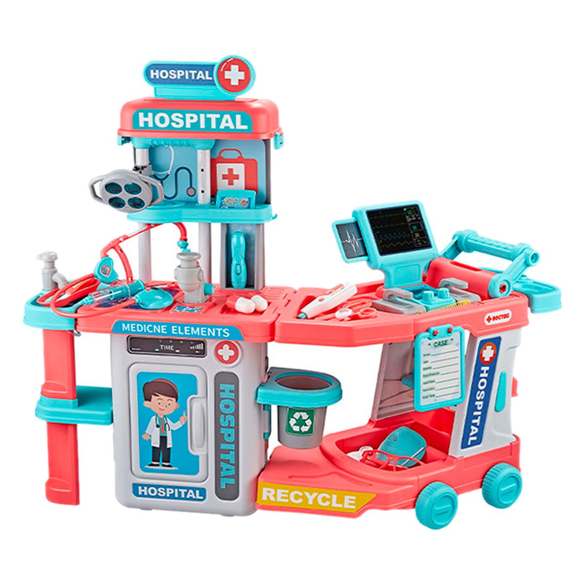 GENERICO - Kit Mesa Doctor + Carro Médico Hospital Juguete