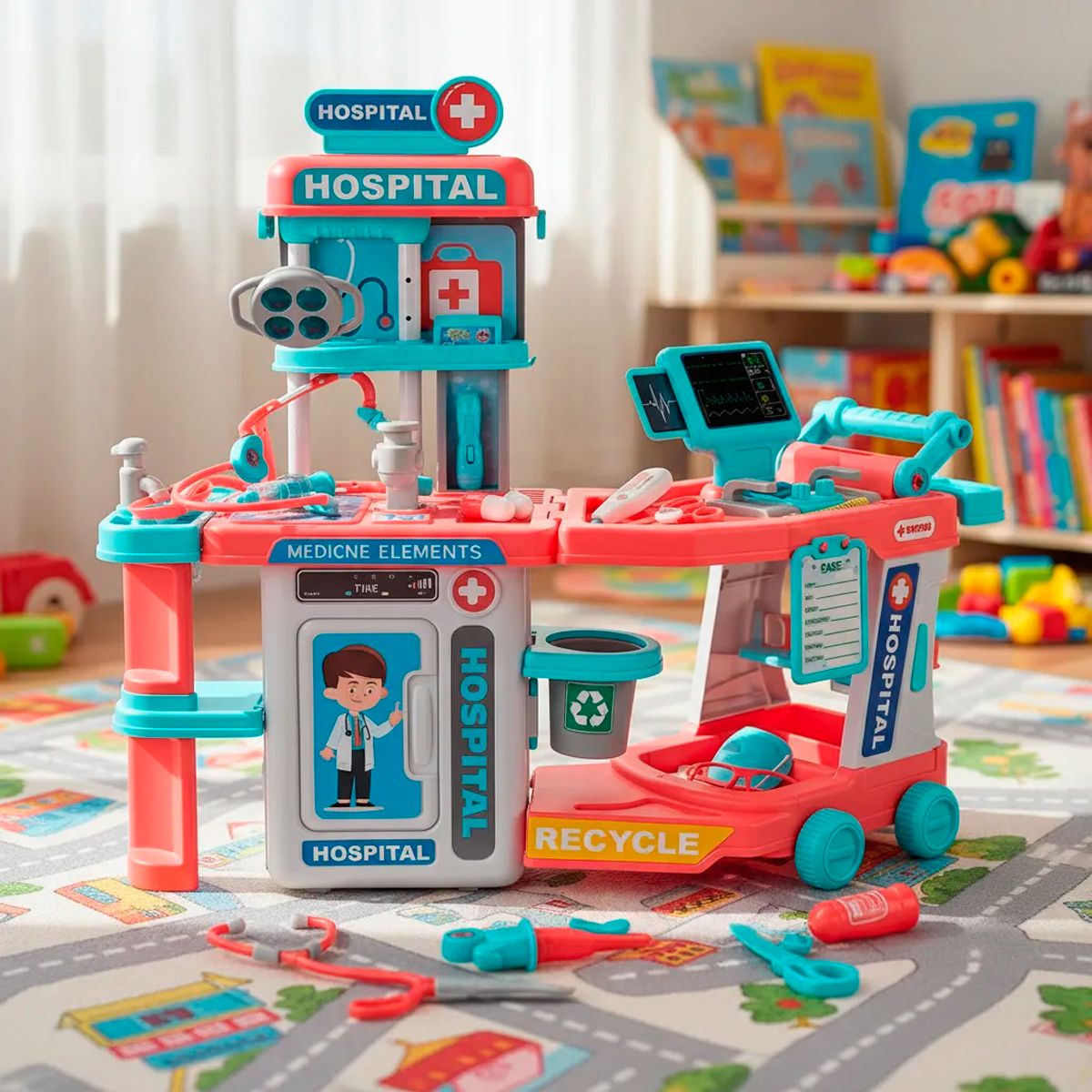 GENERICO - Kit Mesa Doctor + Carro Médico Hospital Juguete