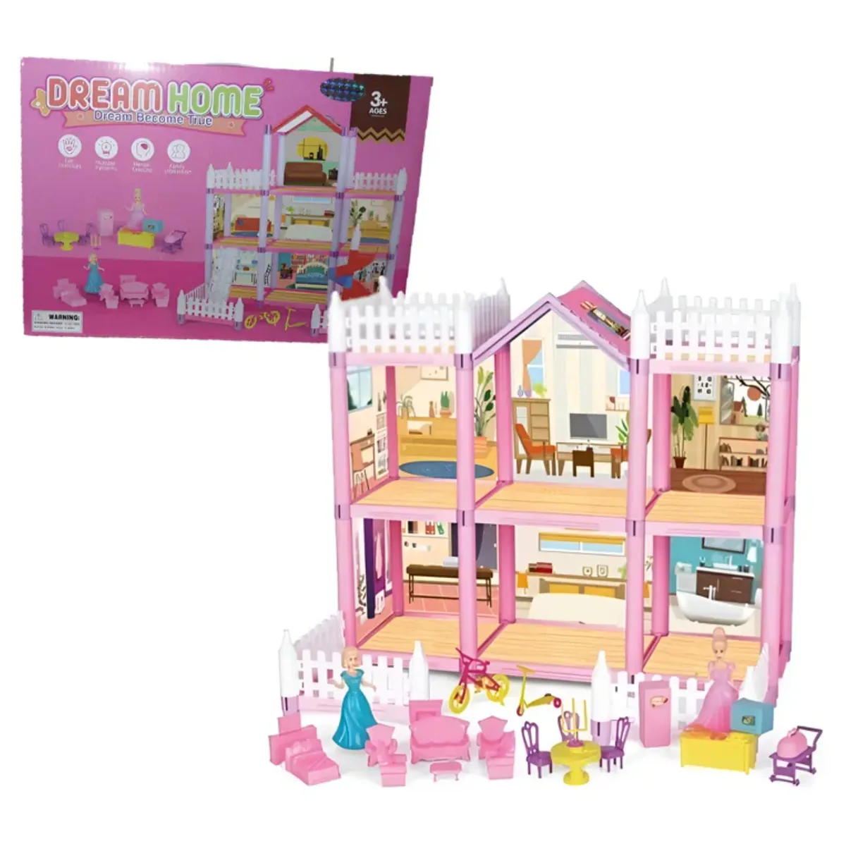 OTRAS MARCAS - Casita De Muñecas Dream Home 2 Pisos 6 Habitaciones 153 Piezas