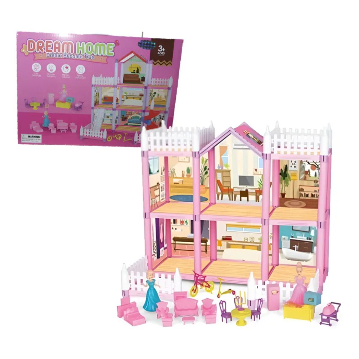 OTRAS MARCAS - Casita De Muñecas Dream Home 2 Pisos 6 Habitaciones 153 Piezas