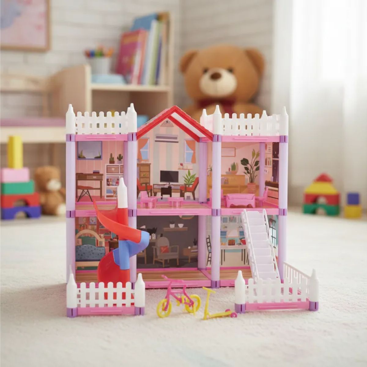 OTRAS MARCAS - Casita De Muñecas Dream Home 2 Pisos 6 Habitaciones 153 Piezas