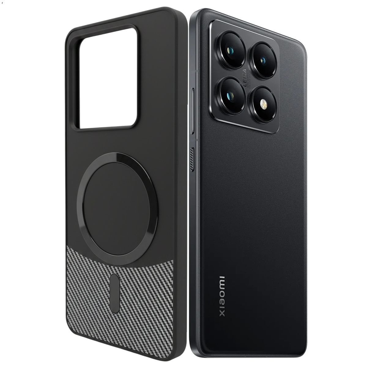 GENERICO - Funda Estuche Carbono Carga Magnética Compatible Xiaomi 14T Pro Negro