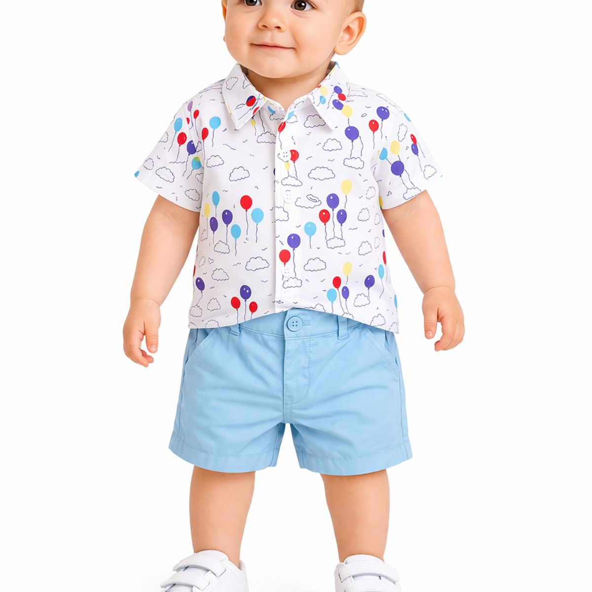 LUSOLSI - conjuntos dos prendas camisa y pantalon corto para niños y bebes