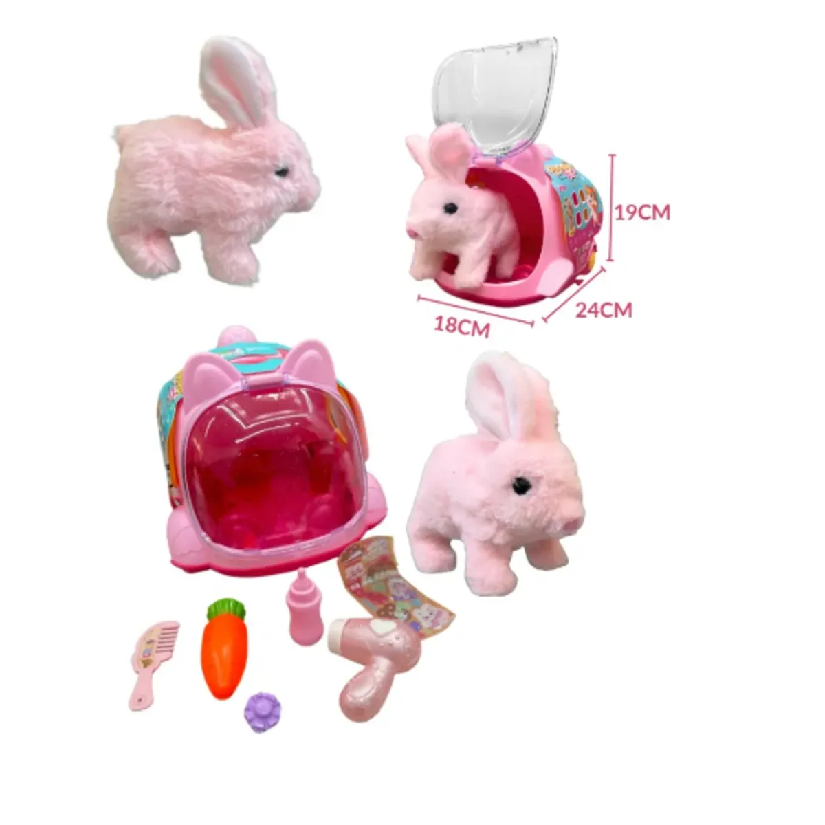 GENERICO - Peluche conejo interactivo con casa