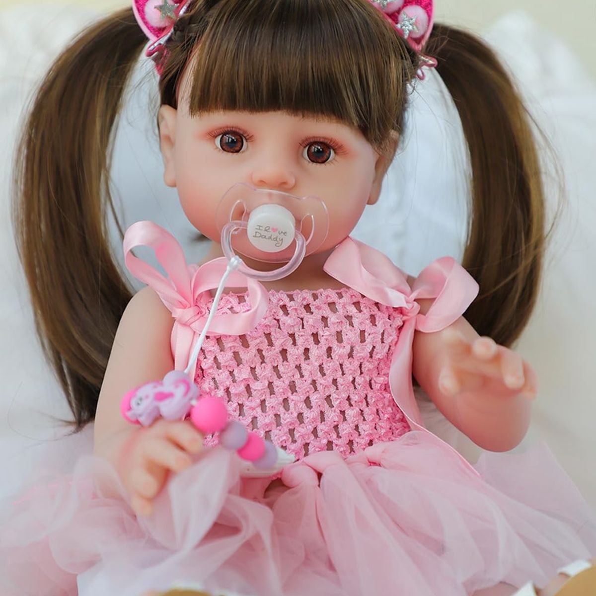 GENERICO - Muñeca Bebé Reborn Realista 50 Cm De Estatura Con Vestido Rosa Y Sandalias