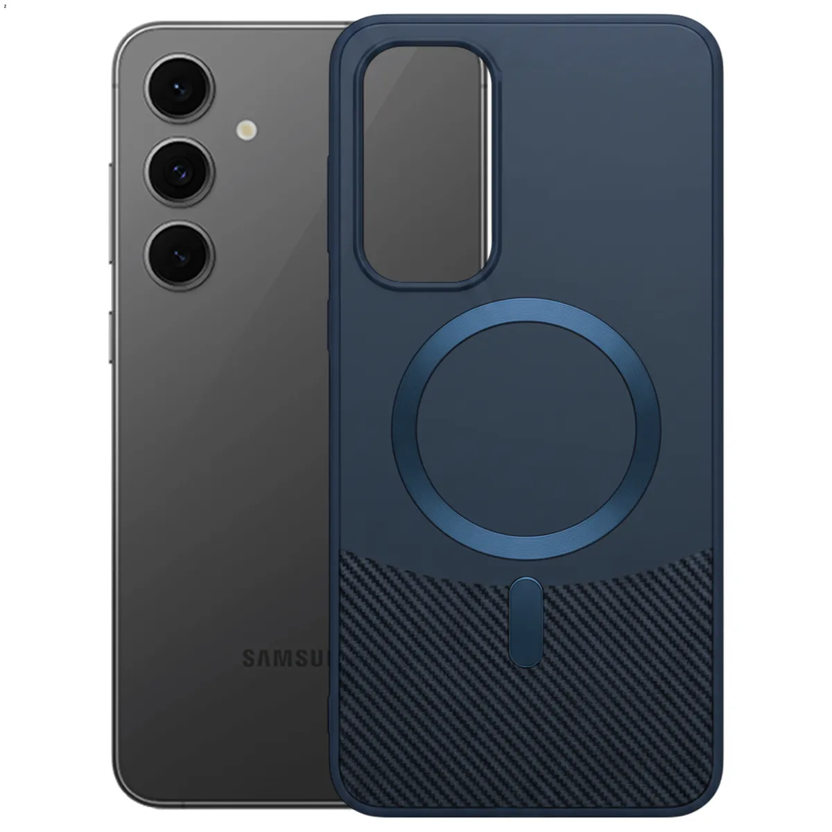 GENERICO - Funda Estuche Carbono Carga Magnética Compatible Samsung S24 FE