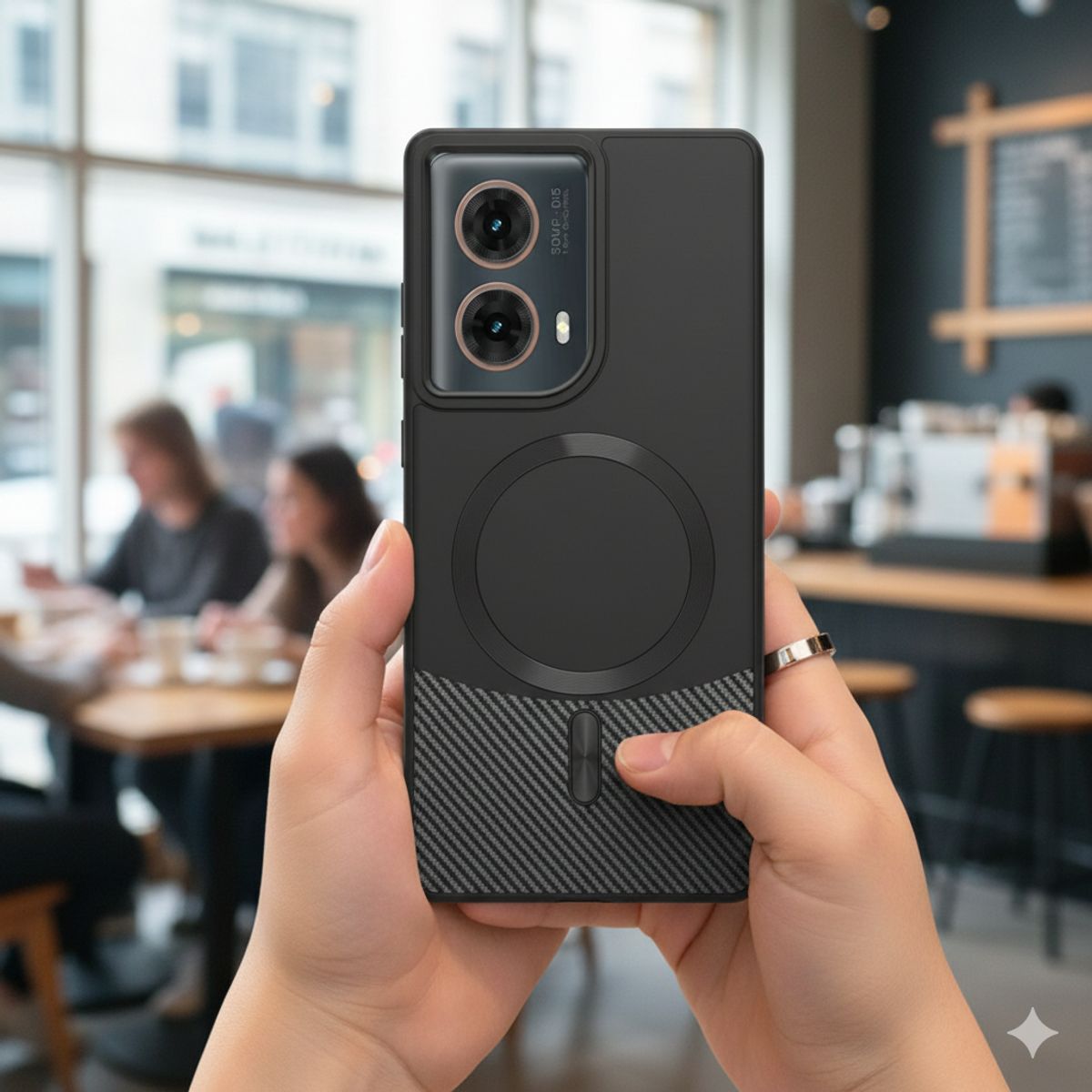 GENERICO - Funda Estuche Carbono Carga Magnética Compatible Motorola G86