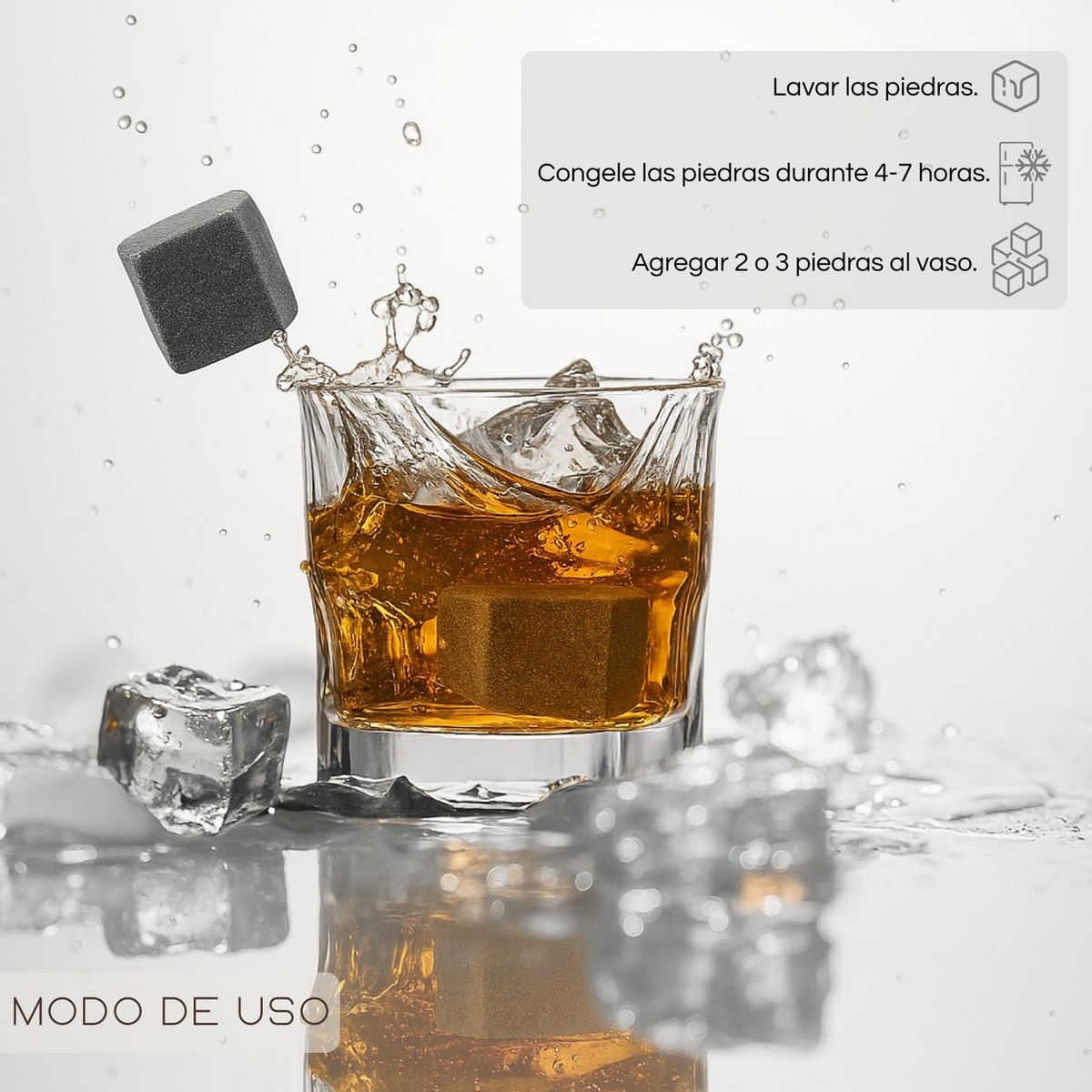 TECH - Set Whisky Acora Copas Estuche Madera Rocas Hielo Wisky Kit