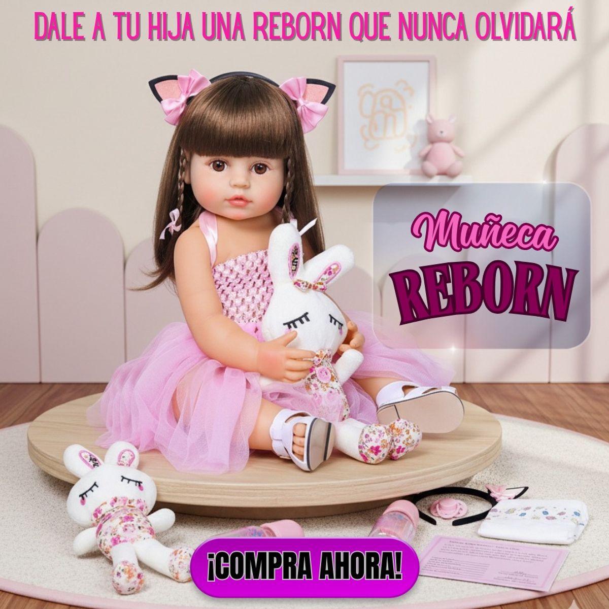 LA MUÑECA - MUÑECA 100% SILICONA REALISTA CON ACCESORIOS REGALO NIÑAS