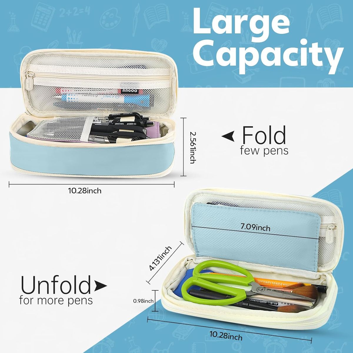 GENER - Cartuchera Organizador Colores Lapices Grande Plegable