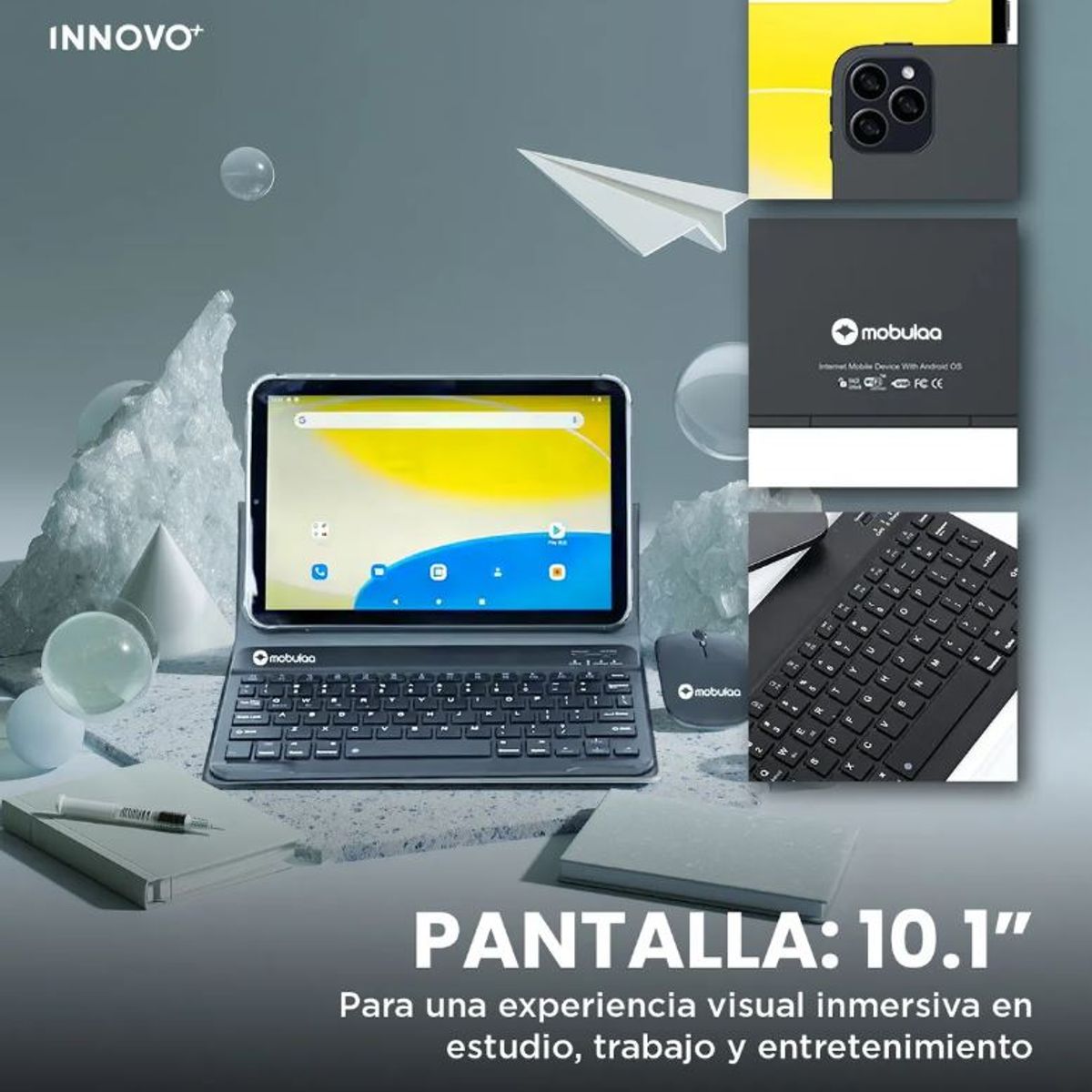 INNOVA - Tablet Mobulaa Tab-2 10.1 4g Teclado Lápiz Android 14 - 4gb Gris