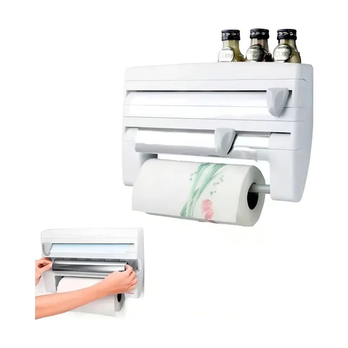 GENERICO - Porta Rollos Dispensador Cocina 4en1 Cortador Aluminio Papel