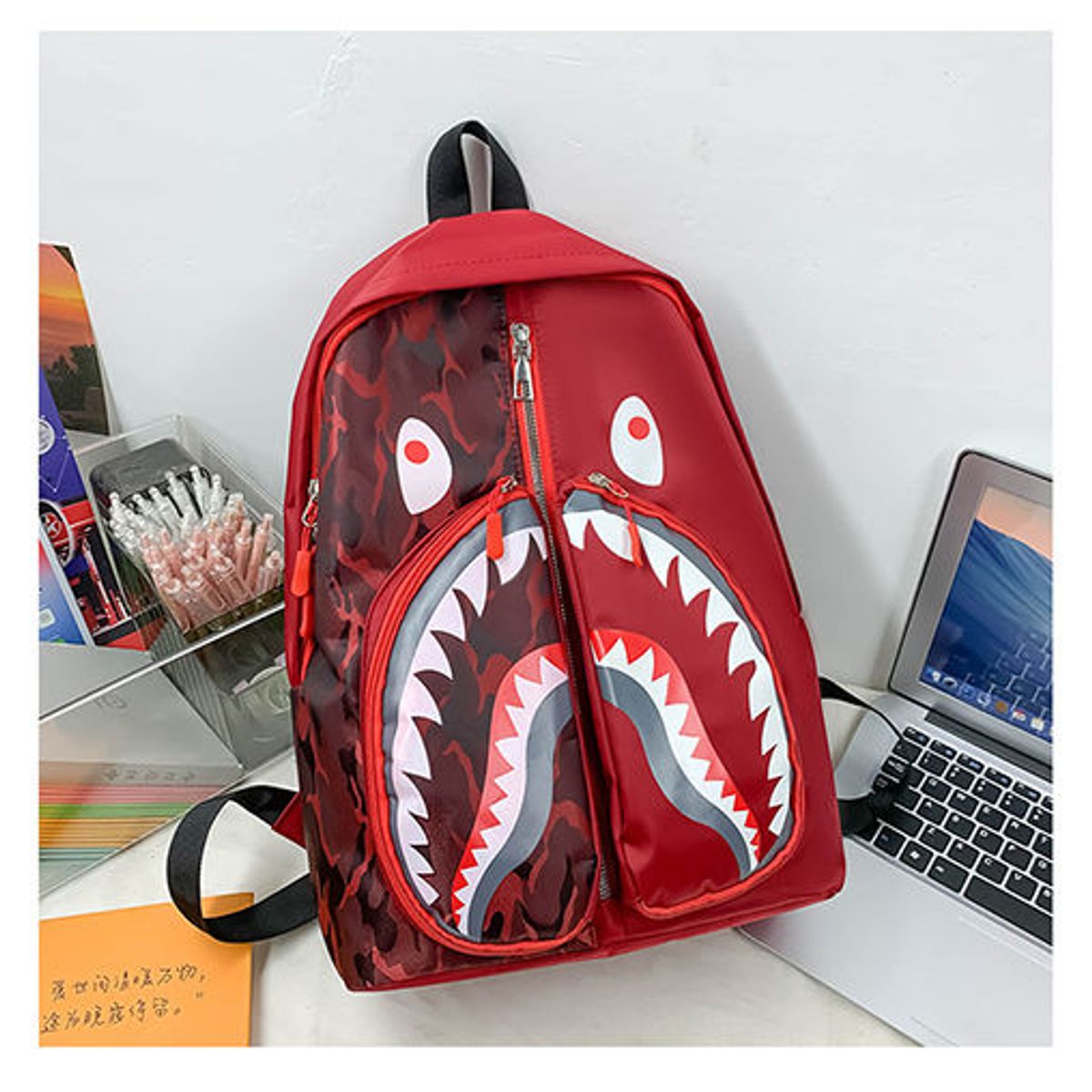 GENERICO - Maleta Escolar Infantil con Diseño de Tiburón