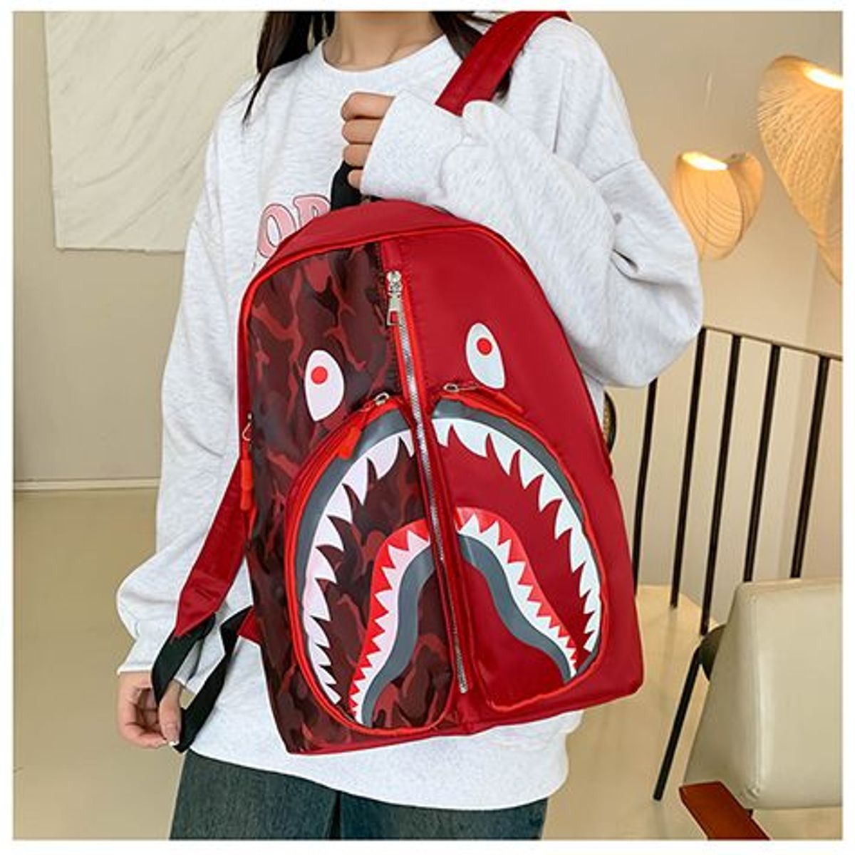 GENERICO - Maleta Escolar Infantil con Diseño de Tiburón