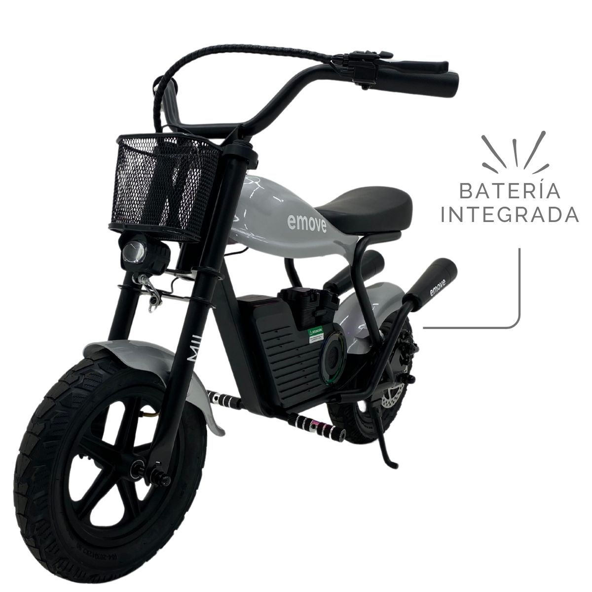 EMOVE - Bicicleta Eléctrica para niños Gris Negro - EMOVE Mil