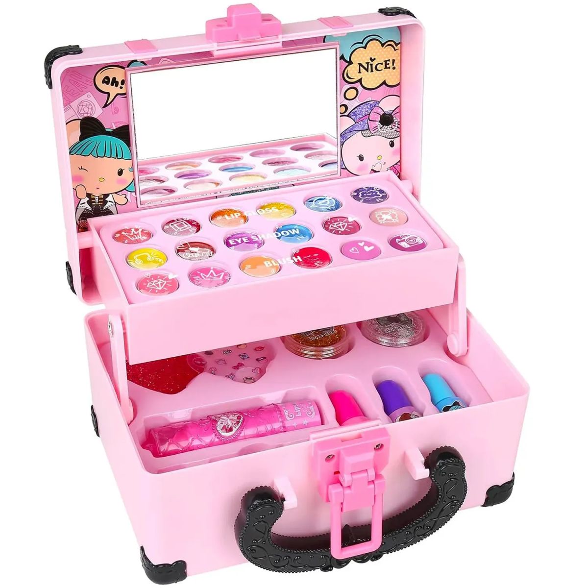 ONE PIXEL - Maquillaje Infantil Para Niños Tipo Baúl Rosado Compacto Y Portátil