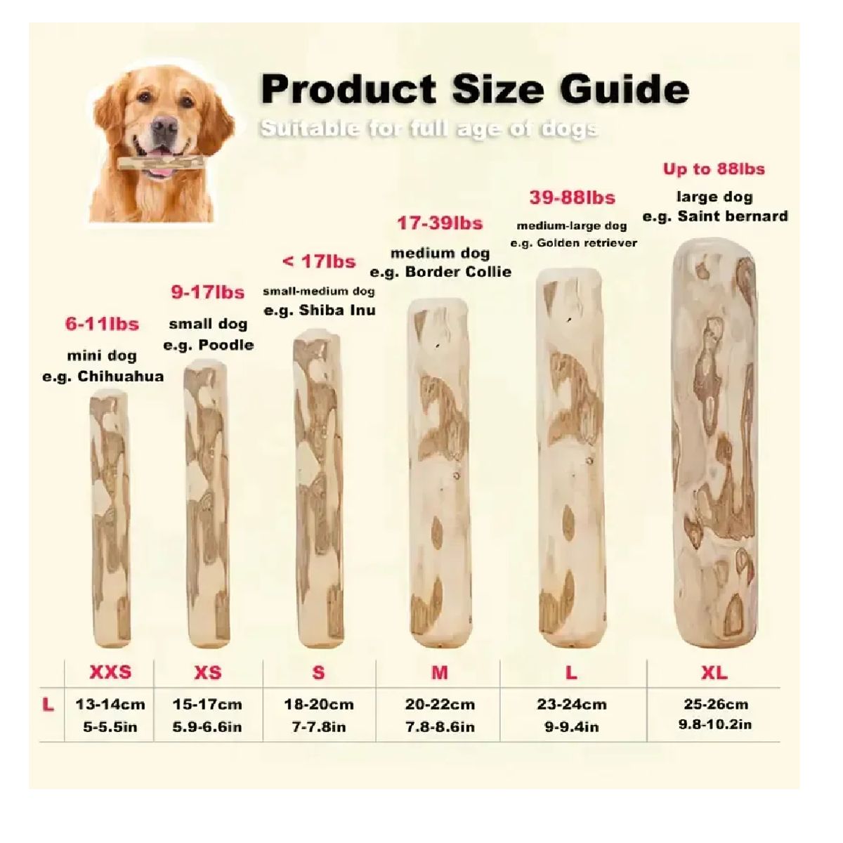 GENERICO - Kit 3 Palos De Café Perro Xs 15 A 18 Cm Aproximado