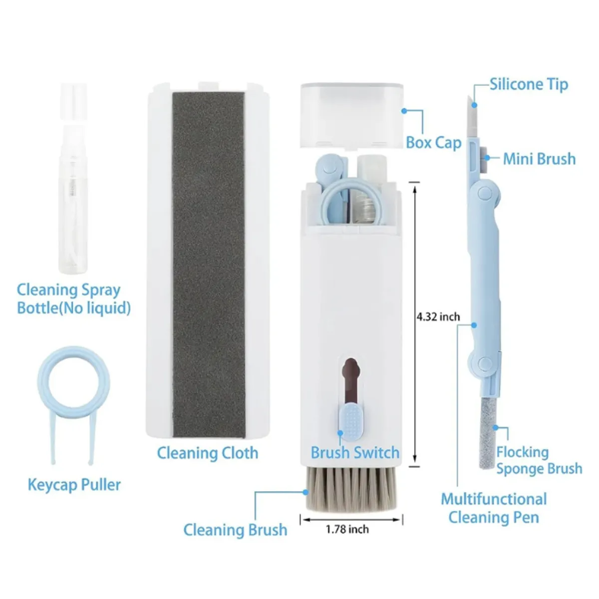 GENERICO - Kit De Cepillo De Limpieza De Teclado De Computadora Color Azul