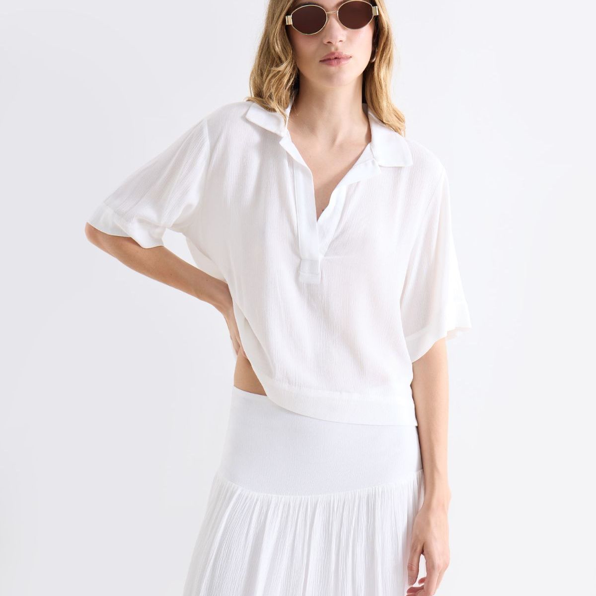 SEVEN SEVEN - Blusa Resort Tejida  Para Mujer Crema Seven Seven