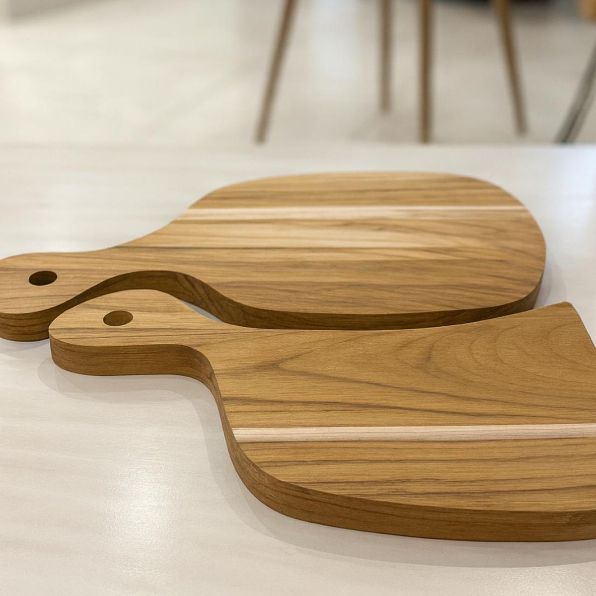 VETTA HOME - Set Duo de 2 Tablas de picar en Teca (Pequeña; 29x15x1,5cm ) (Grande:36x19x1,5cm)
