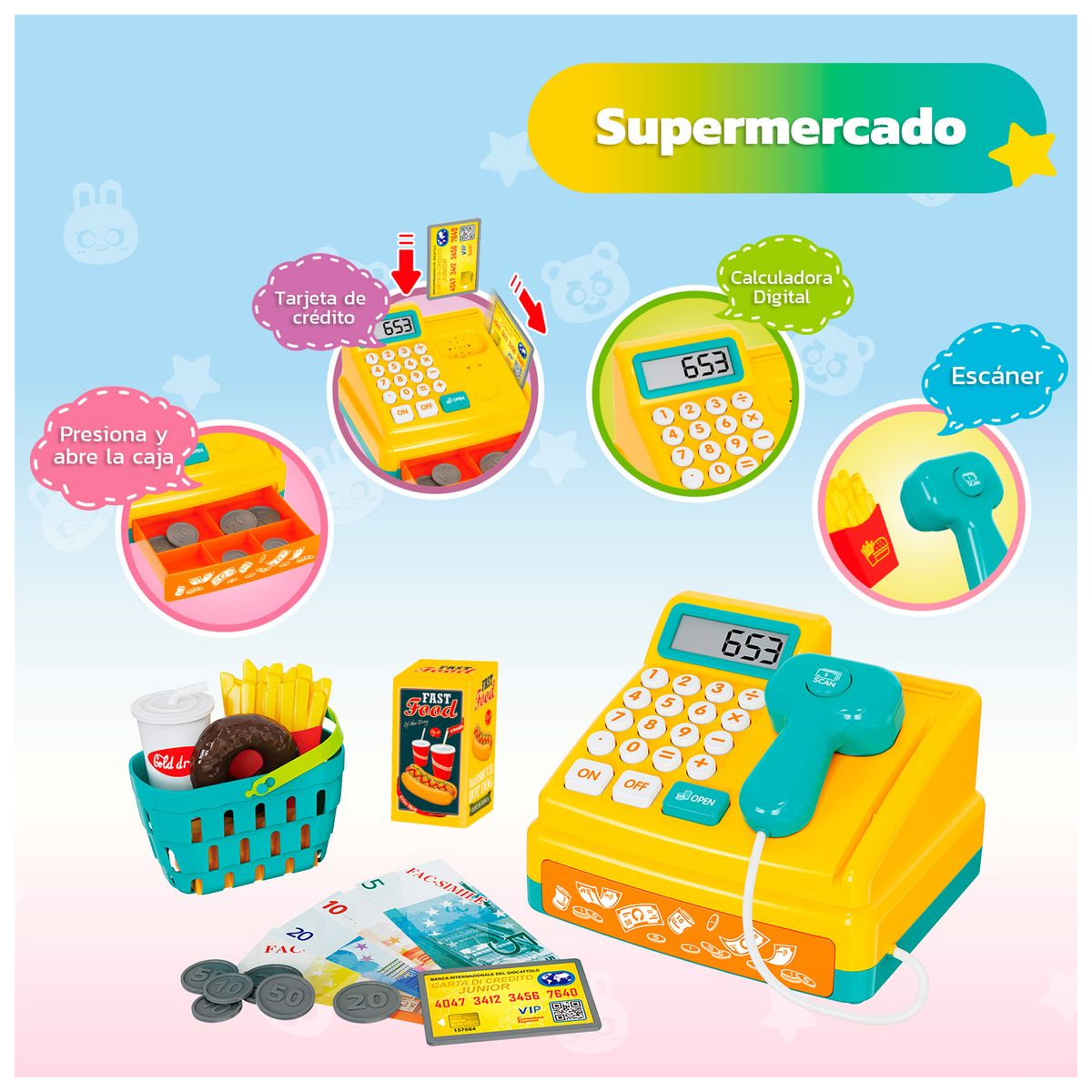 GENERICO - Caja Registradora Infantil Accesorios Juguete De Rol Niños