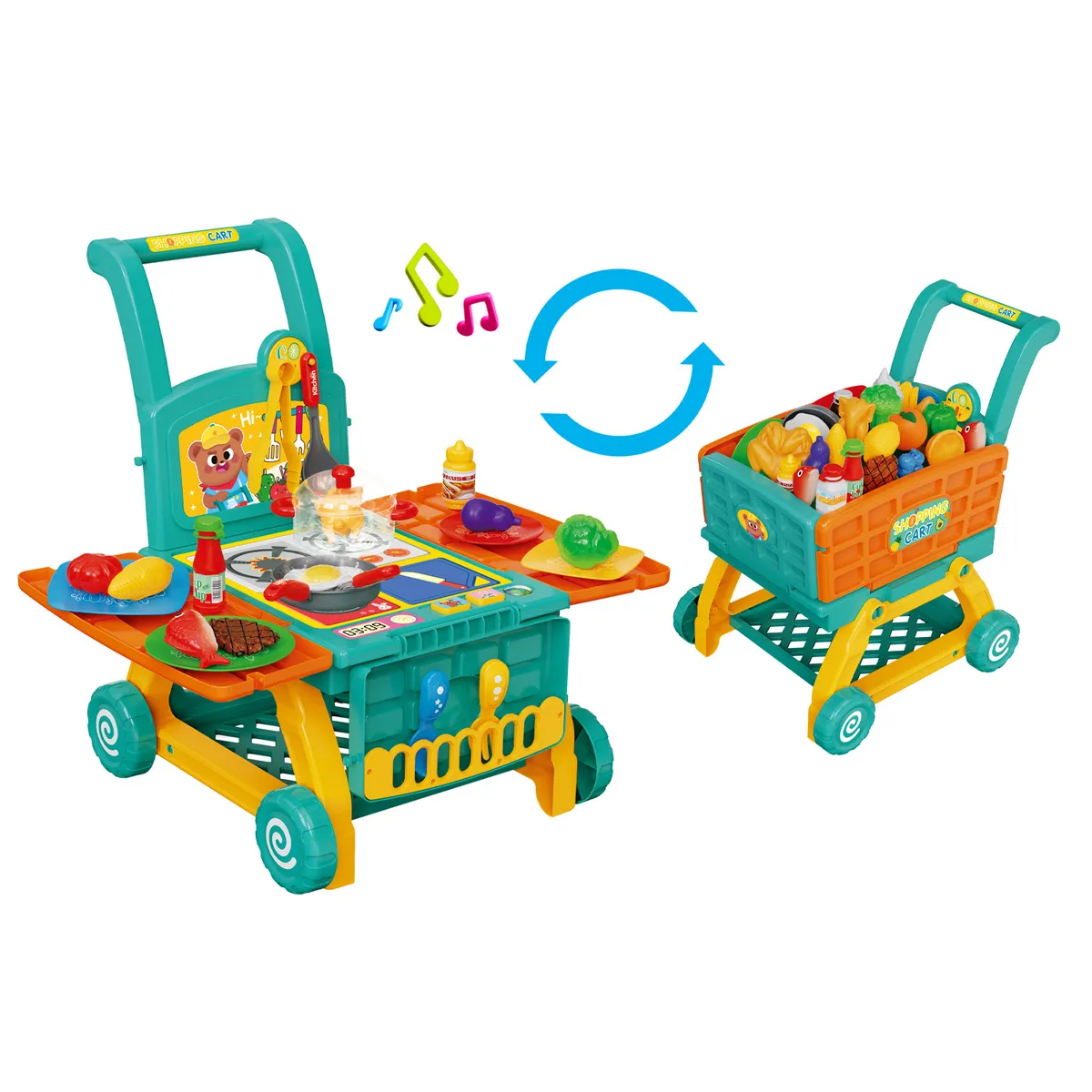 GENERICO - Carrito Mercado Compras Infantil Accesorios Juguete De Rol Convertible en estación de cocina