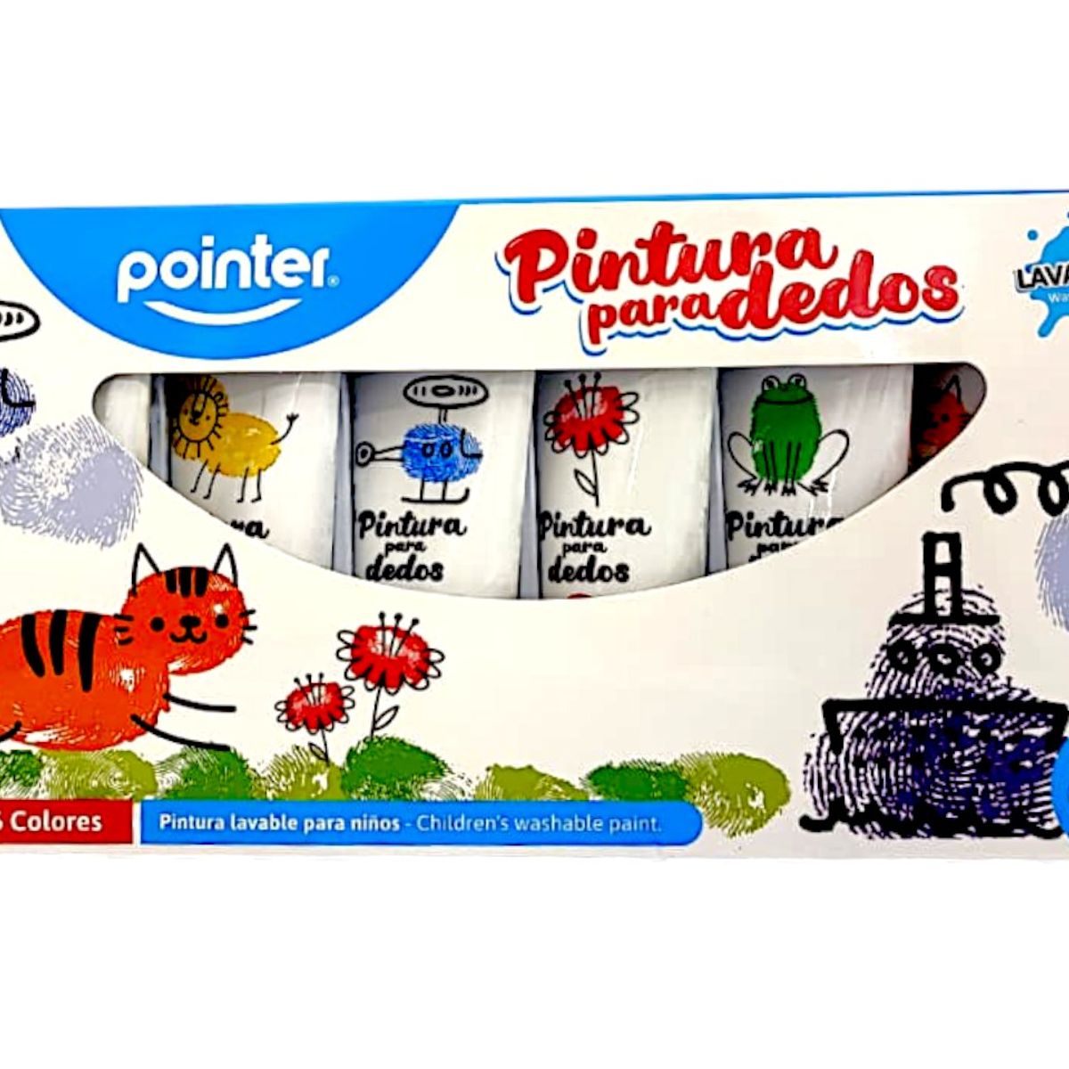 POINTER - Pinturas Lavable Pointer Para Dedos Metalizados 60ml X 6 Surtido