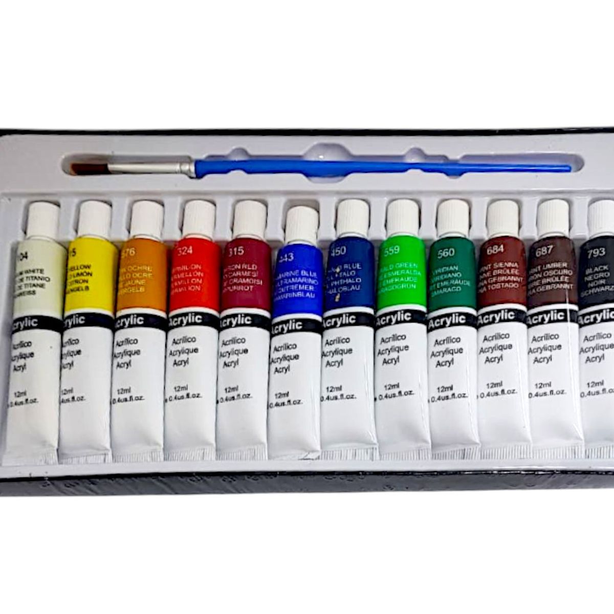 GENERICO - Pintura Acrílica Magic Gigo 12 Colores X 12ml Con Pincel Surtido
