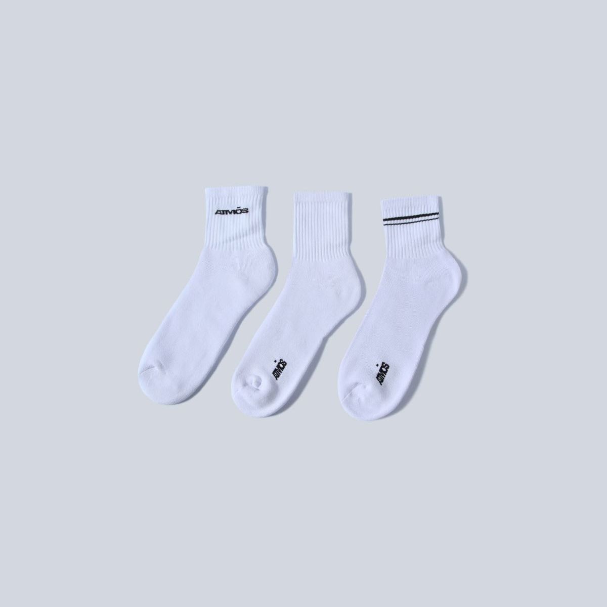 ATMOS - Pack X3 Medias Caña Media En Algodón  Para Hombre Blanco Atmos