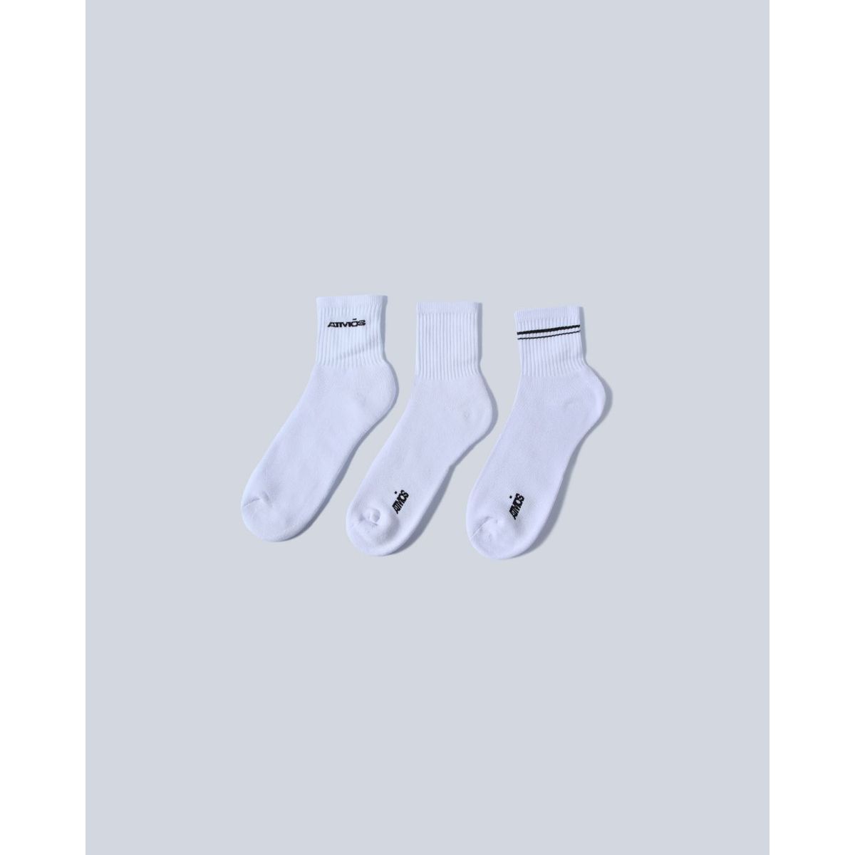 ATMOS - Pack X3 Medias Caña Media En Algodón  Para Hombre Blanco Atmos