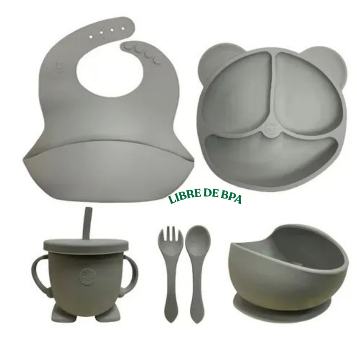 GENERICO - Vajilla para Bebé 7 Piezas Segura y Sin BPA