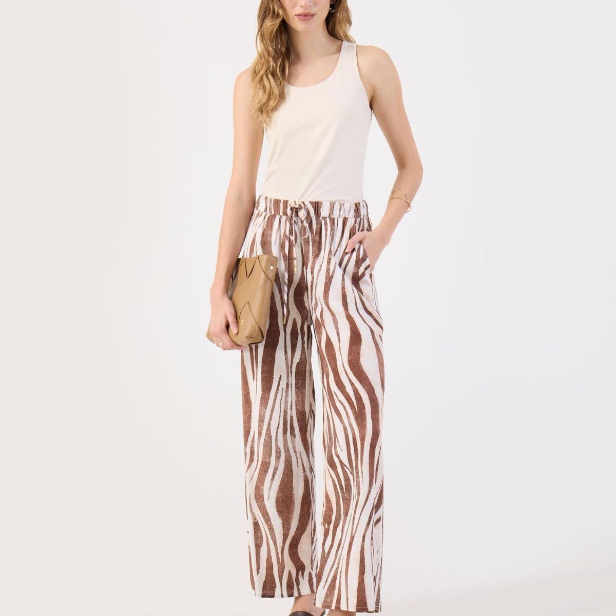 PATPRIMO - Pantalón Palazzo Estampado  Para Mujer Café Patprimo