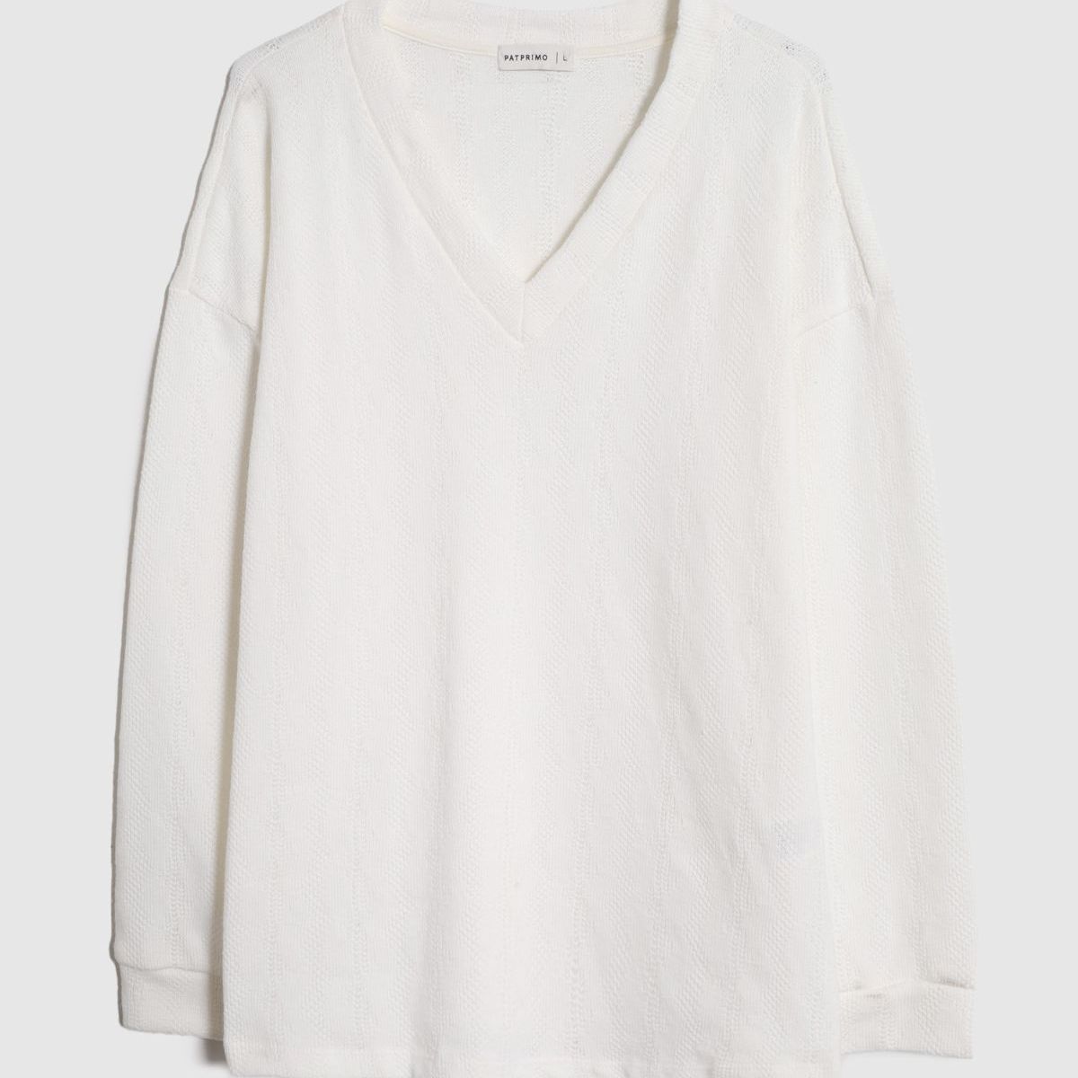 PATPRIMO - Saco Oversize Texturizado Cuello V   Para Mujer Crema Patprimo