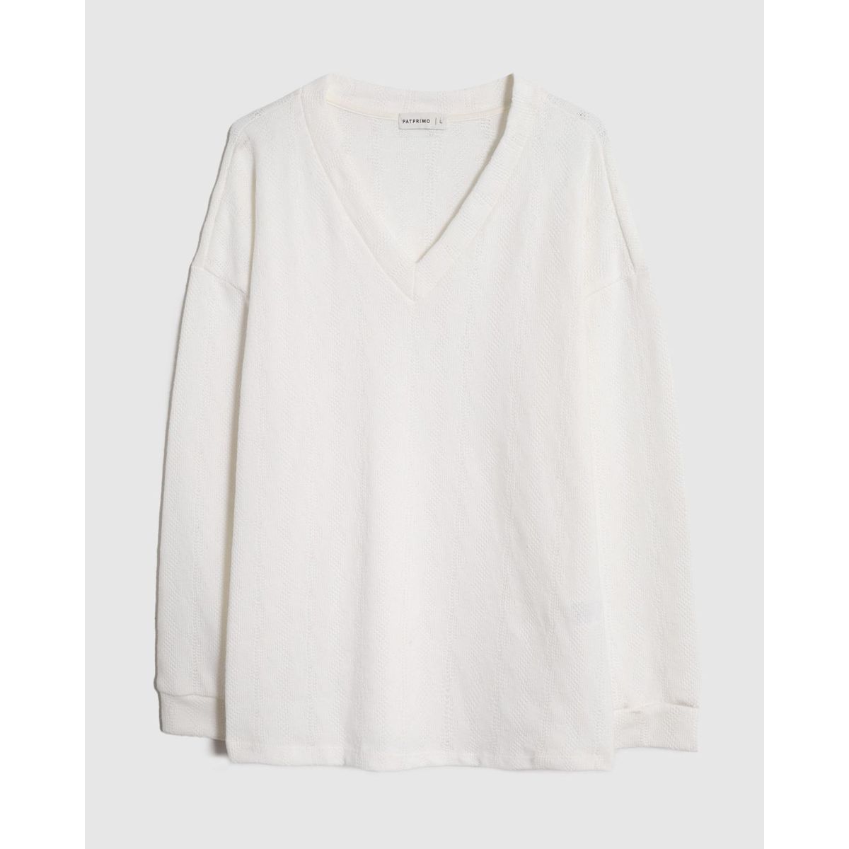 PATPRIMO - Saco Oversize Texturizado Cuello V   Para Mujer Crema Patprimo