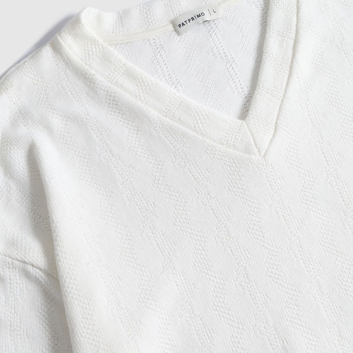 PATPRIMO - Saco Oversize Texturizado Cuello V   Para Mujer Crema Patprimo