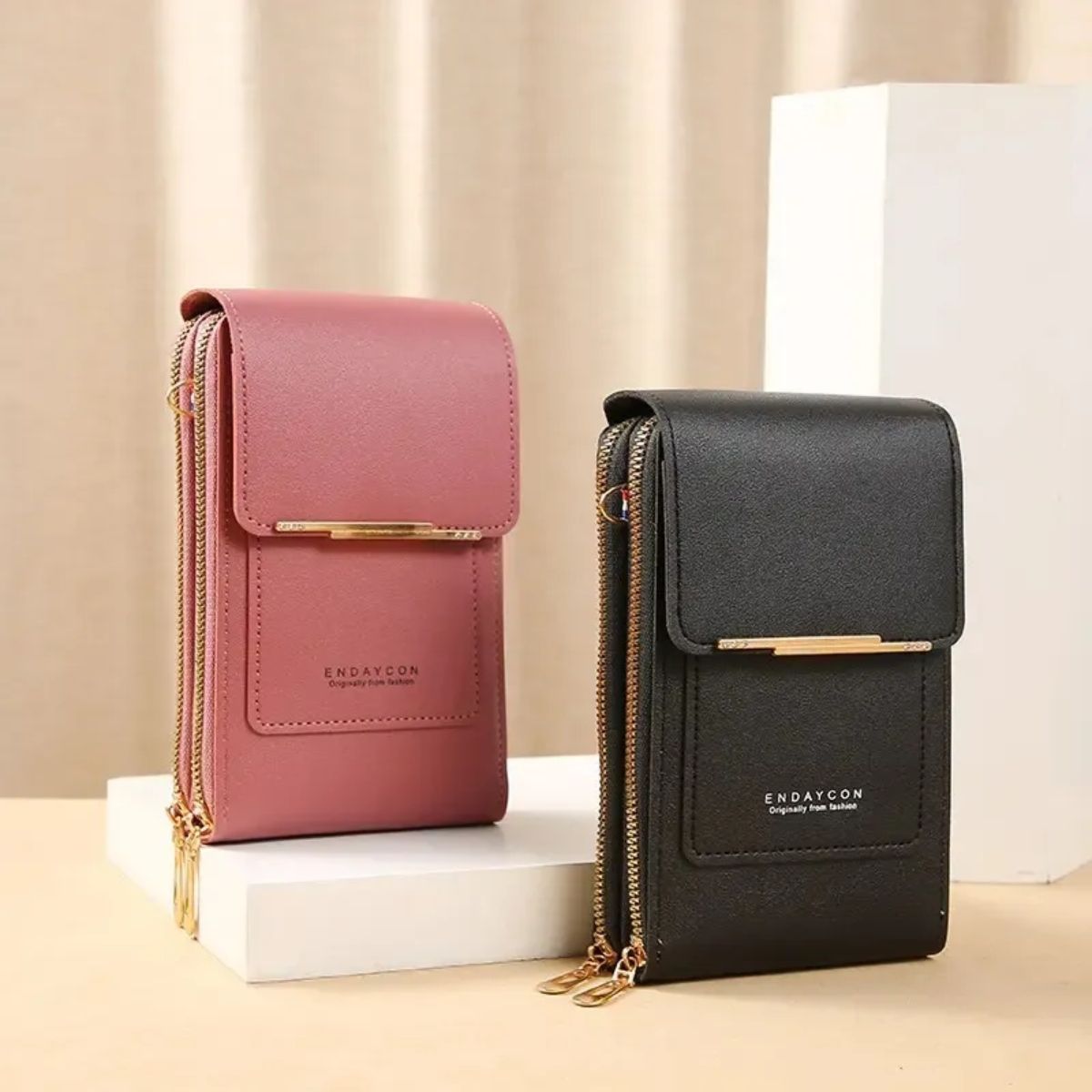 GENERICO - Bolso Billetera Porta Celular Manos Libres Cartera NEGRO