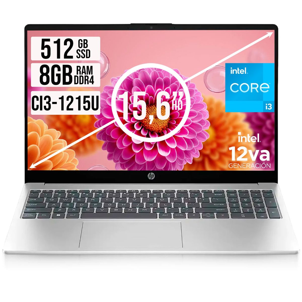 HP - PORTATIL HP INTEL CORE I3-1215U SSD 512GB RAM 8GB  15.6" HD