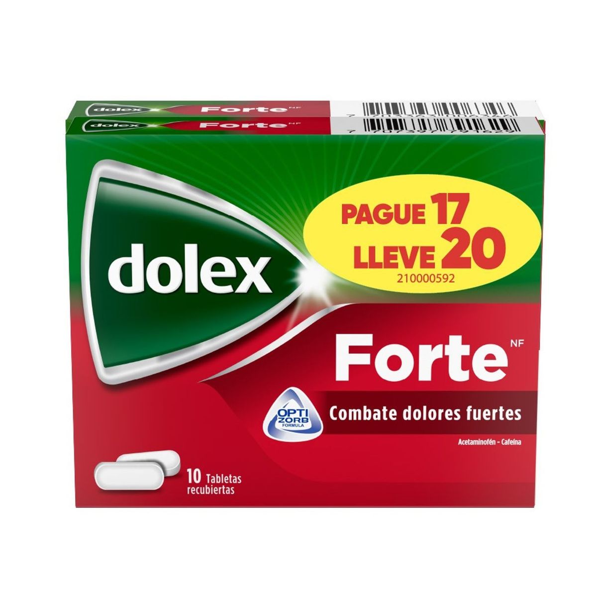 DOLEX - Dolex Forte NF Acetaminofén + Cafeína X 20 Tabs Recubiertas