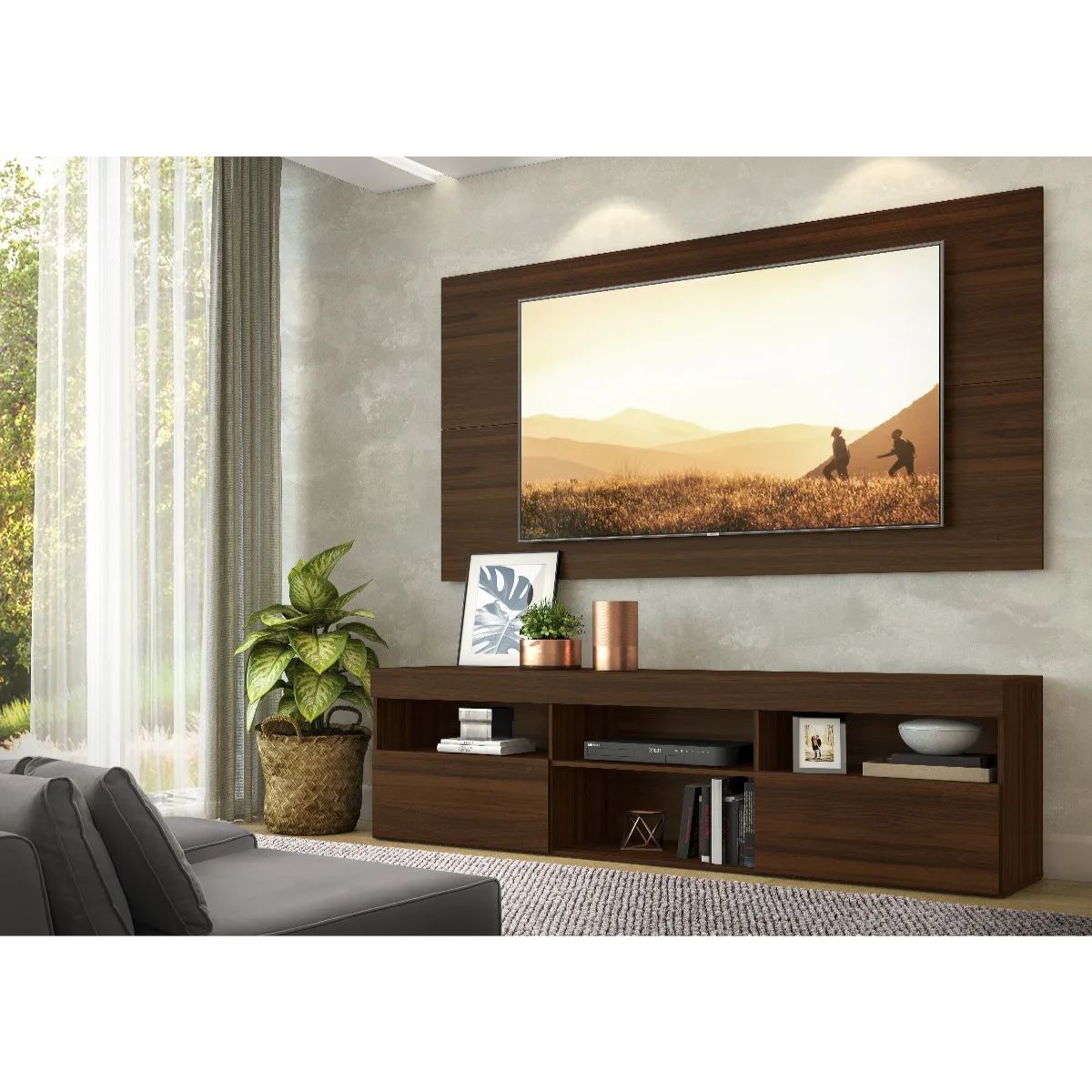 GENERICO - Rack Con Panel California Para Tv Hasta De 65 Pulgadas Madera