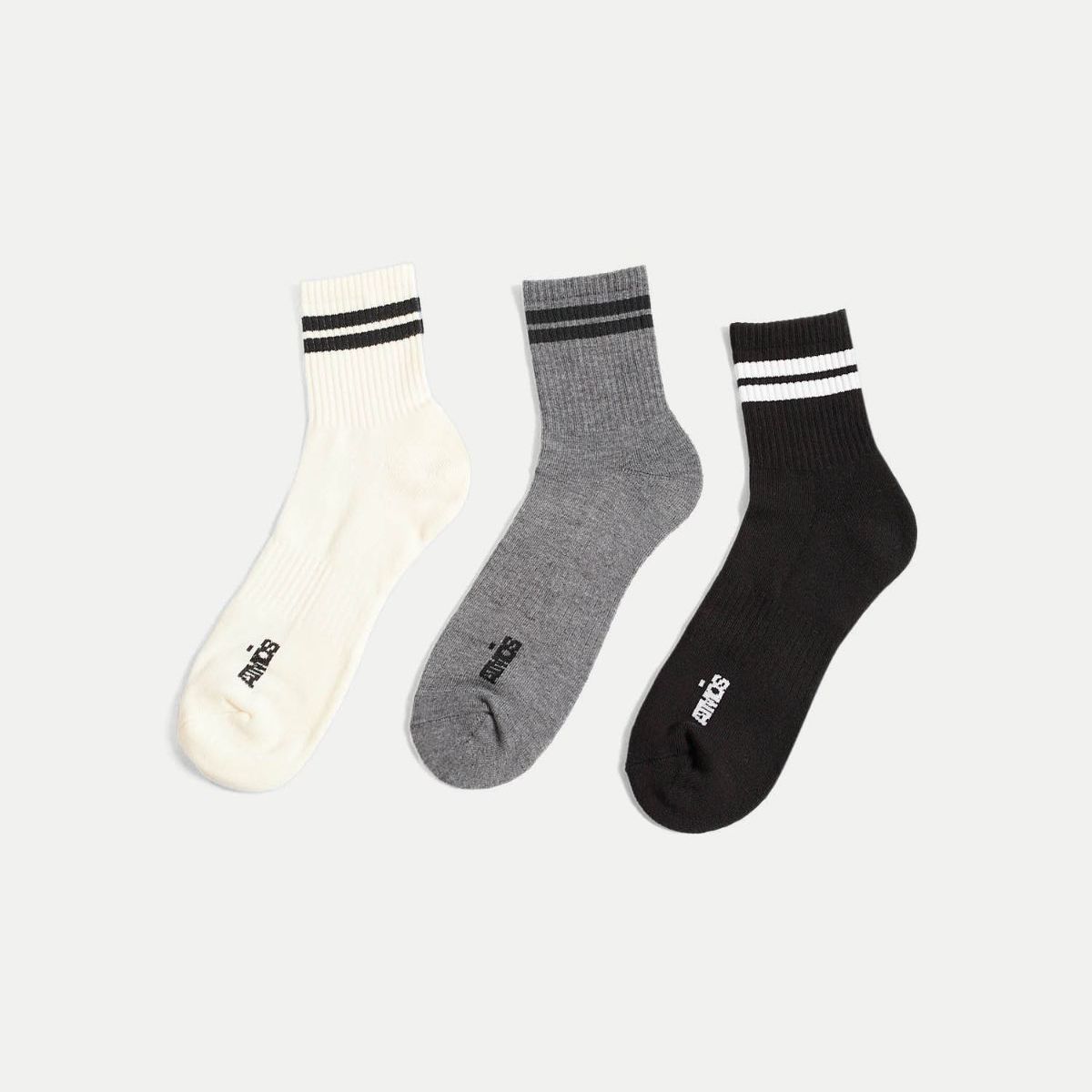 ATMOS - Pack X3 Medias Caña Media En Algodón X3 Para Hombre Crema Atmos