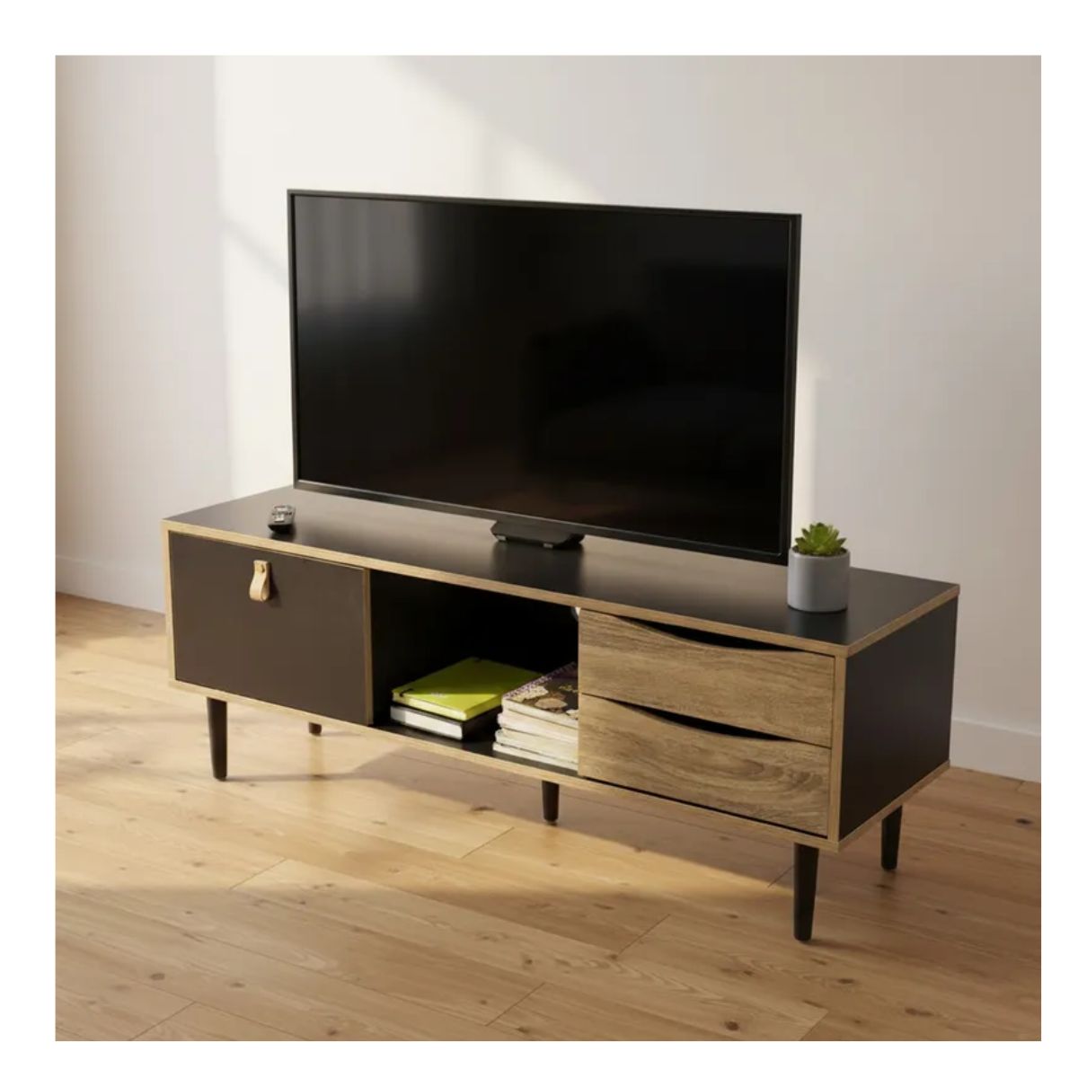 GENERICO - Mueble Para Tv Rack Minimalista Con Cajones Y Puerta Negro
