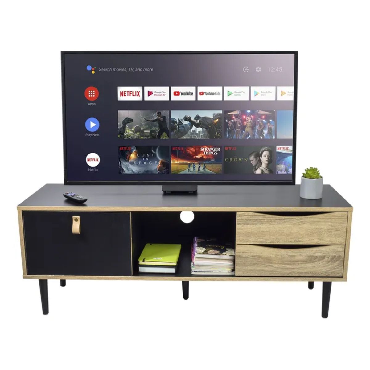 GENERICO - Mueble Para Tv Rack Minimalista Con Cajones Y Puerta Negro