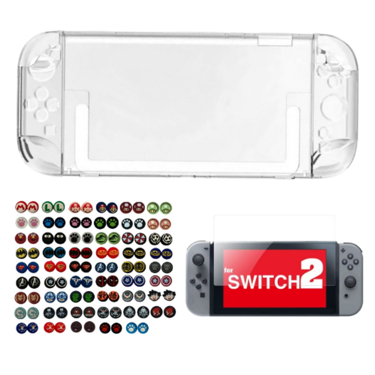 GENERICO - Funda Case Tpu + Vidrio + 2 Grips Compatible Switch 2