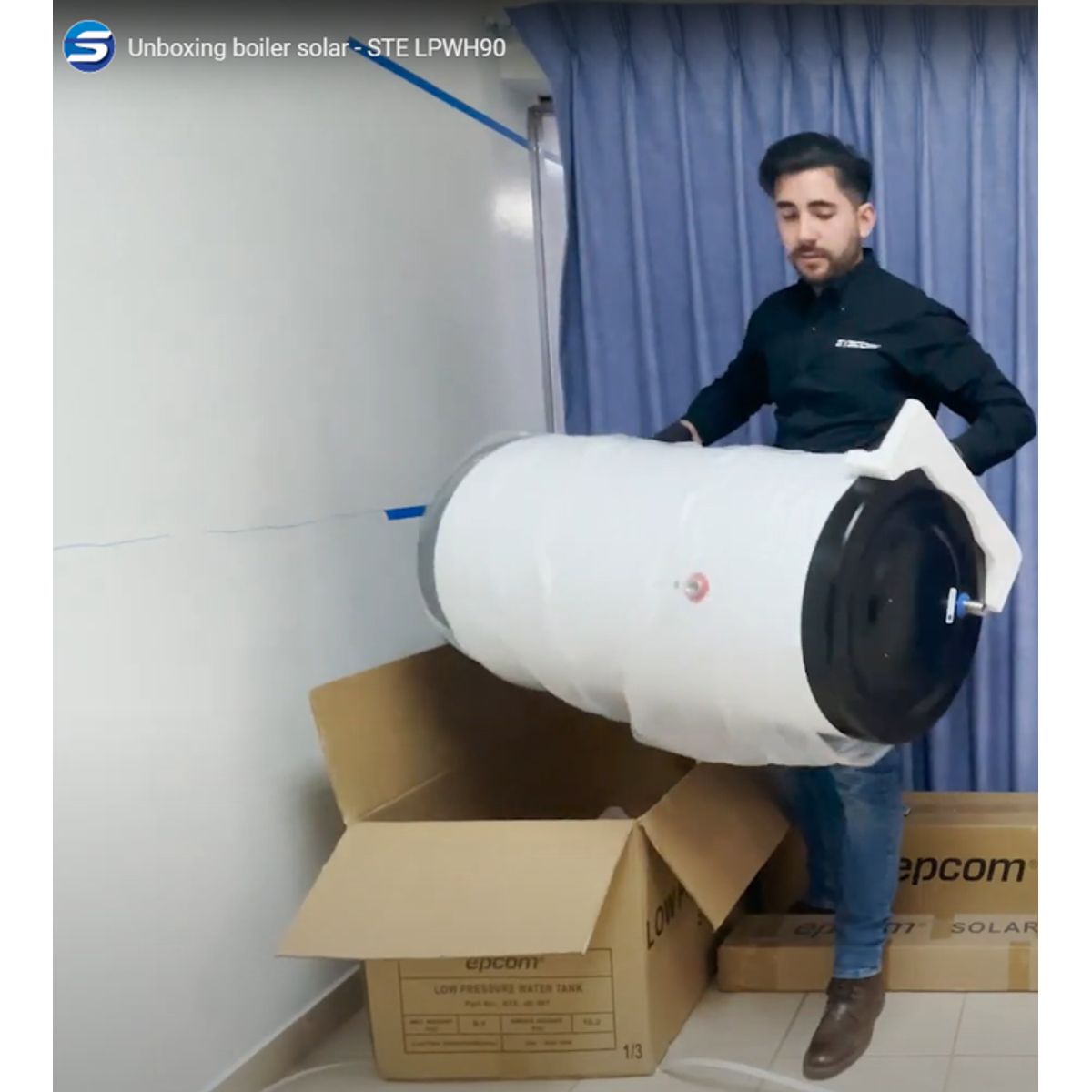 EPCOM - Bóiler Solar Baja Presión: 18 Tubos de Vacío y Termotanque 180 L