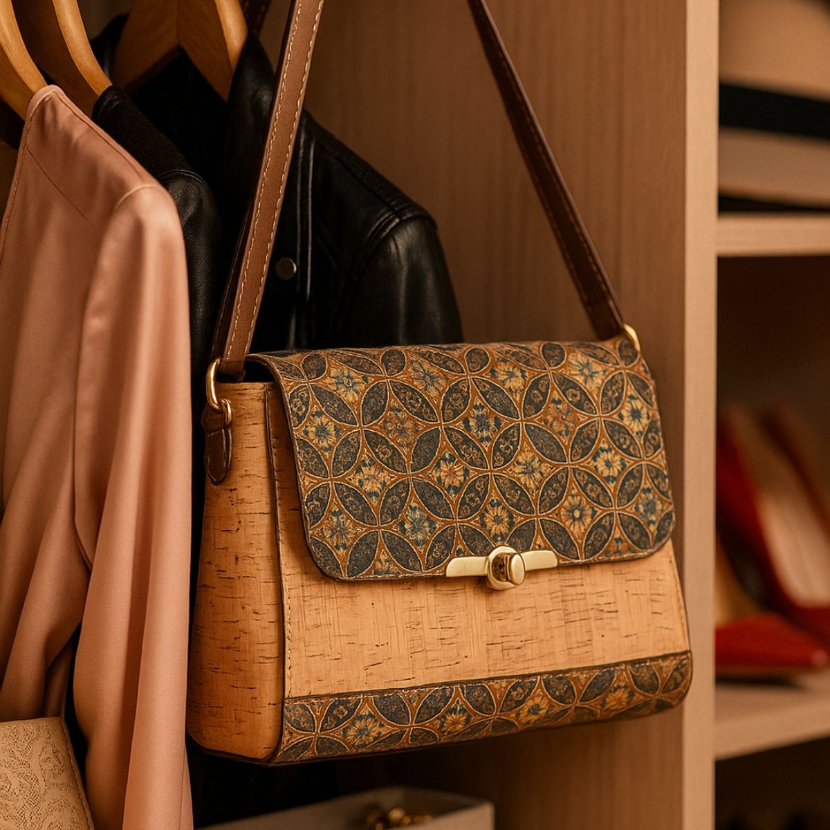 GENERICO - Bolso Cartera Bandolera Mujer En Corcho Natural Ajustable