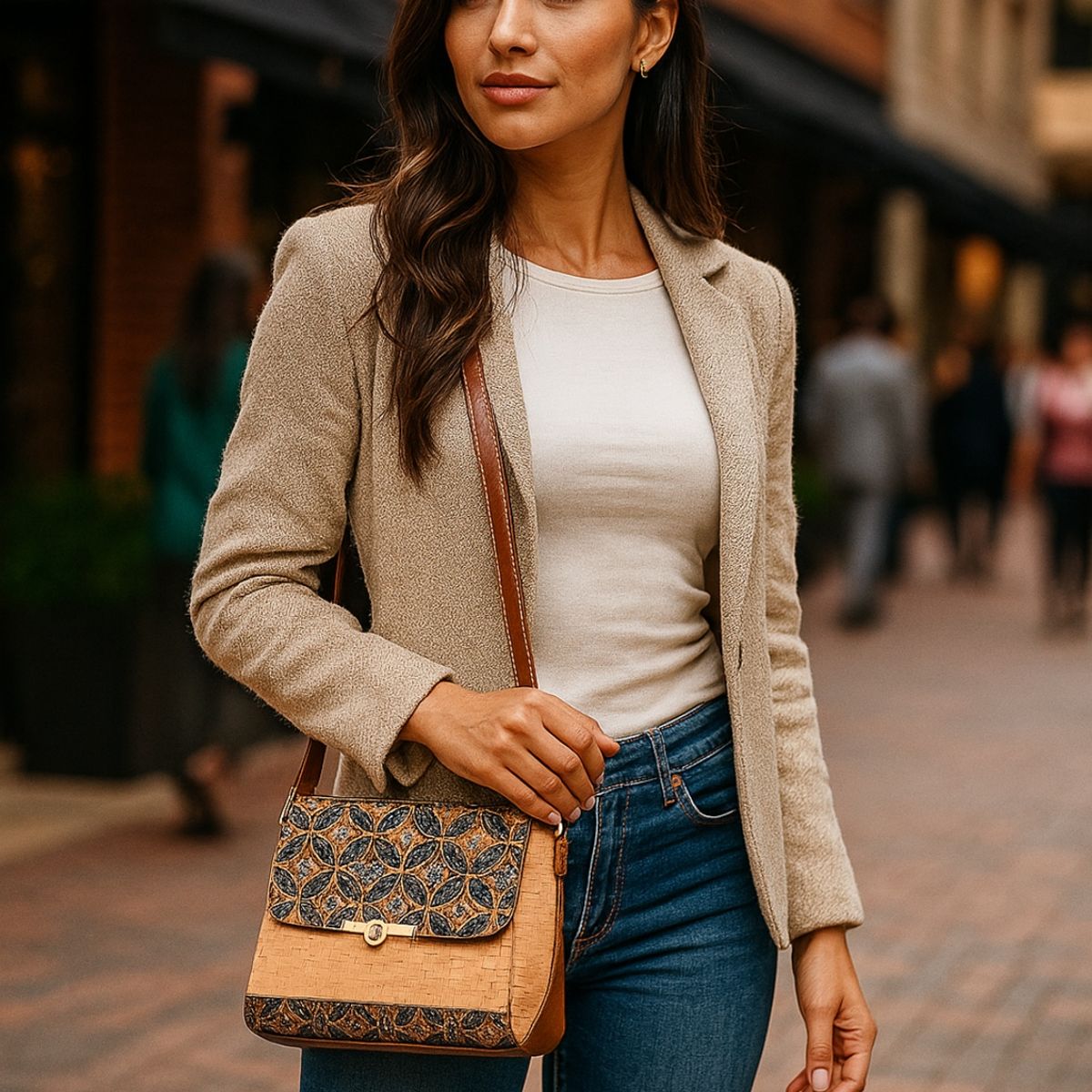 GENERICO - Bolso Cartera Bandolera Mujer En Corcho Natural Ajustable