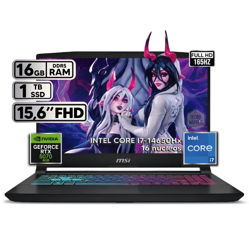 MSI - PORTATIL MSI KATANA INTEL CORE I7-14650HX 16GB RAM 1TB SSD RTX 5070 15.6'' QHD