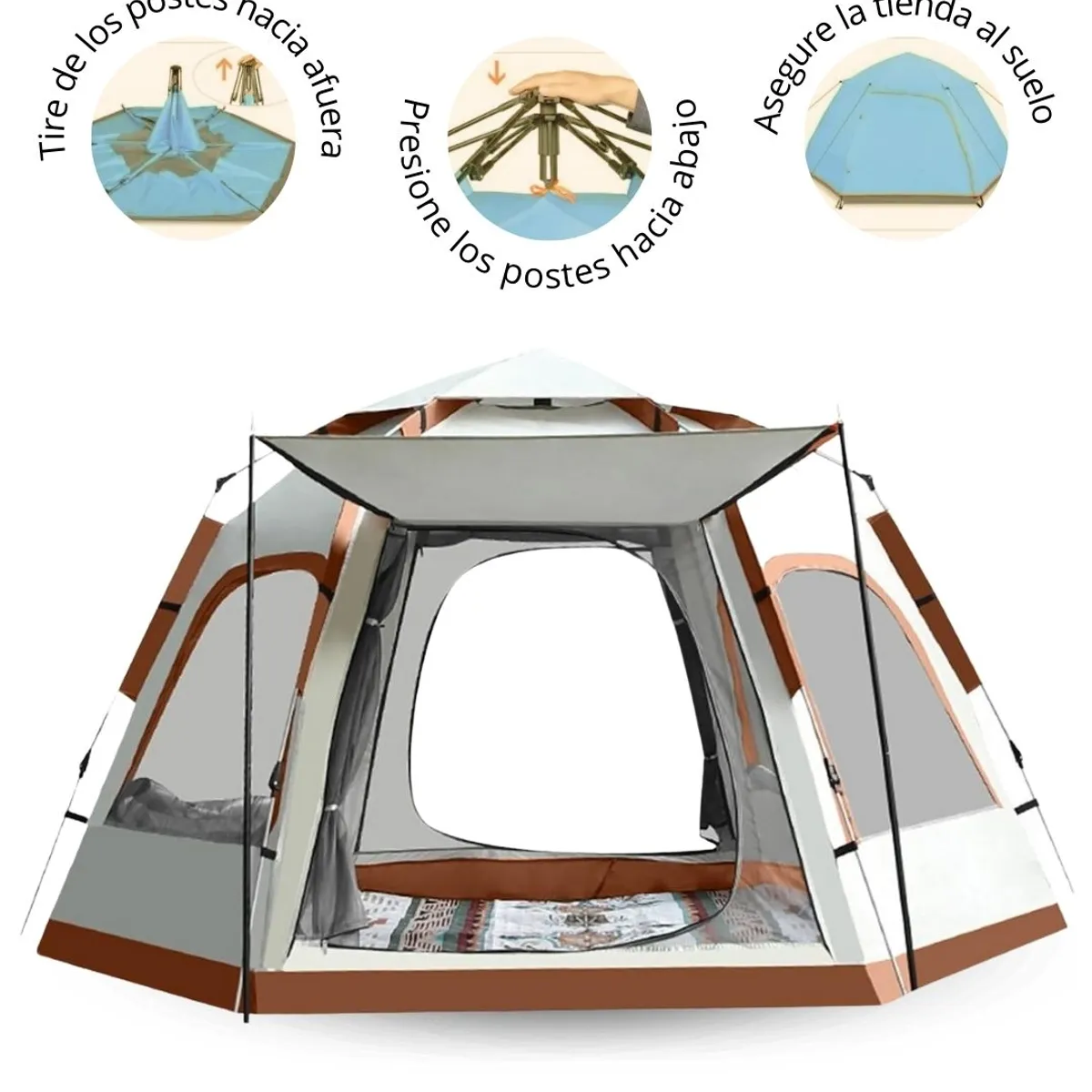 GENERICO - Carpa Hexagonal Automática 8 Personas Generica